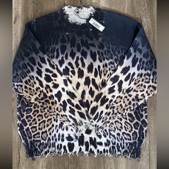 R13 Faded Leopard Oversized Sweater - Picture 9 of 16